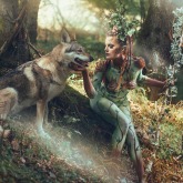 Elfe FX body painting loup nature magie